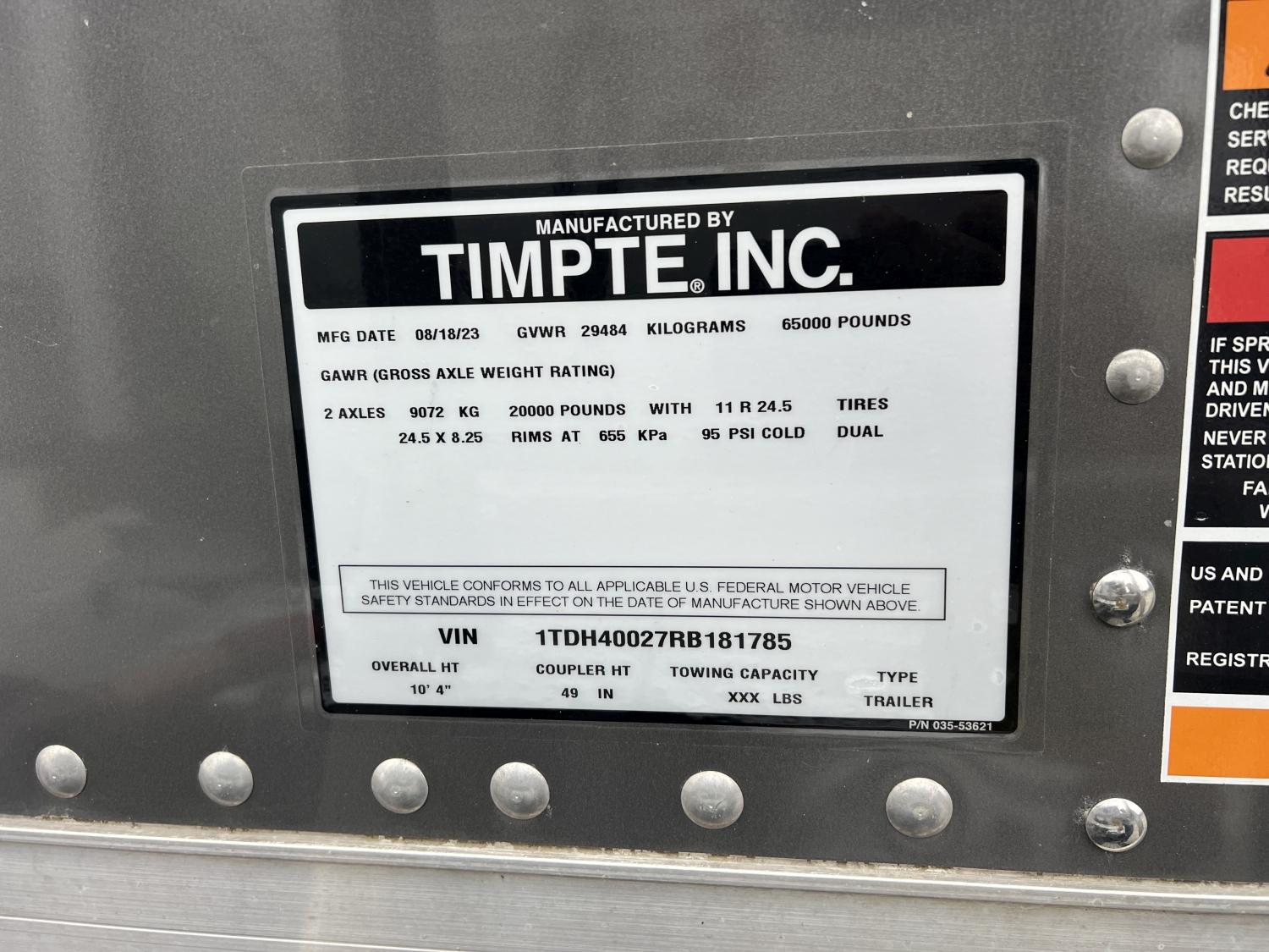 2024 Timpte Super Hopper Trailer