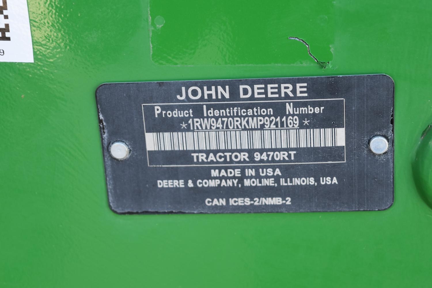 John Deere 9470RT Tractor, 2021