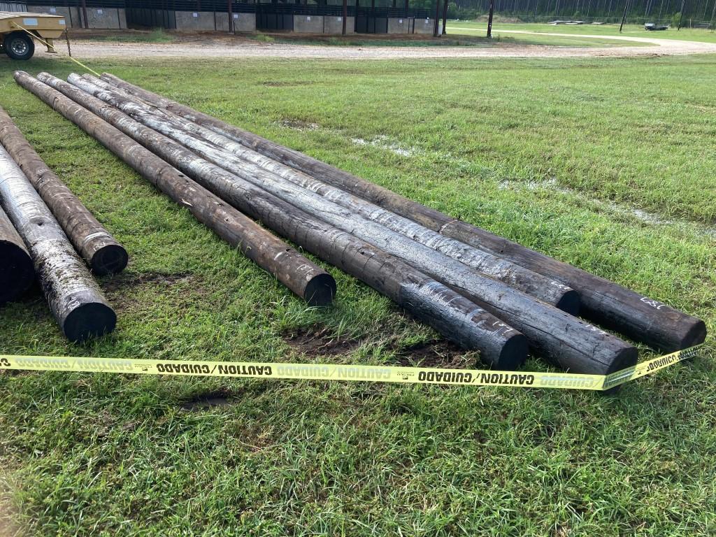 Lot of 5 Creosote Utility Poles, assorted lengths