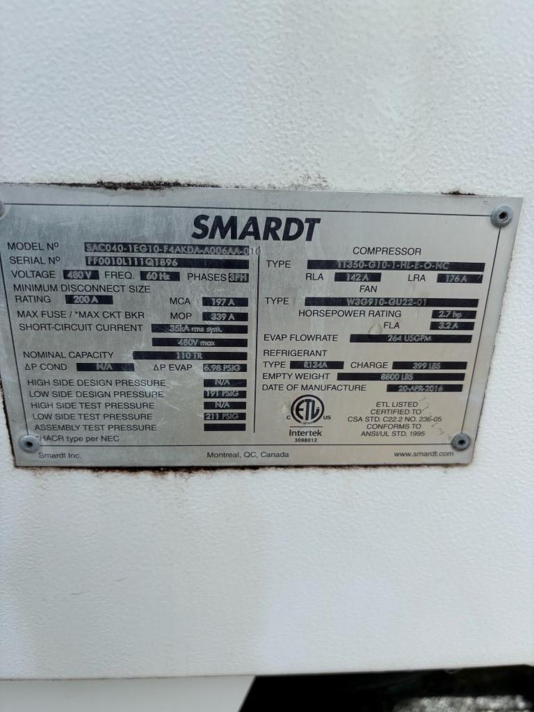 2 Smart chillers, 480 Volt, 3 phase