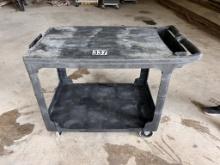 Rubbermaid plastic 2 shelf rolling cart