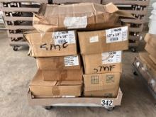 Rolling metal cart w/cases of various size vacuum