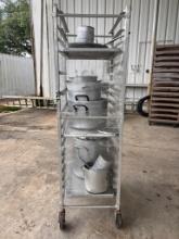 In load bun pan rack with various aluminum pots