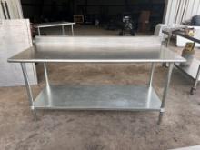 6' stainless prep table with back ledge