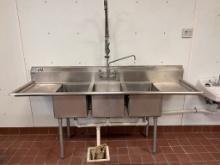 3 compartment stainless sink