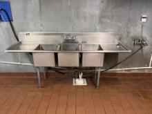 3 compartment stainless sink