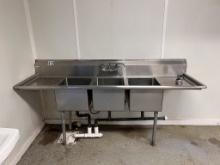 3 compartment stainless sink