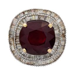 APP: 18.3k *28.10ct Ruby and 4.17ctw Diamond 18KT White Gold Ring (Vault_R7_9583)
