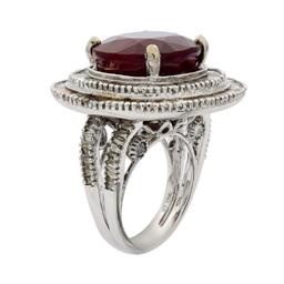 APP: 18.3k *28.10ct Ruby and 4.17ctw Diamond 18KT White Gold Ring (Vault_R7_9583)