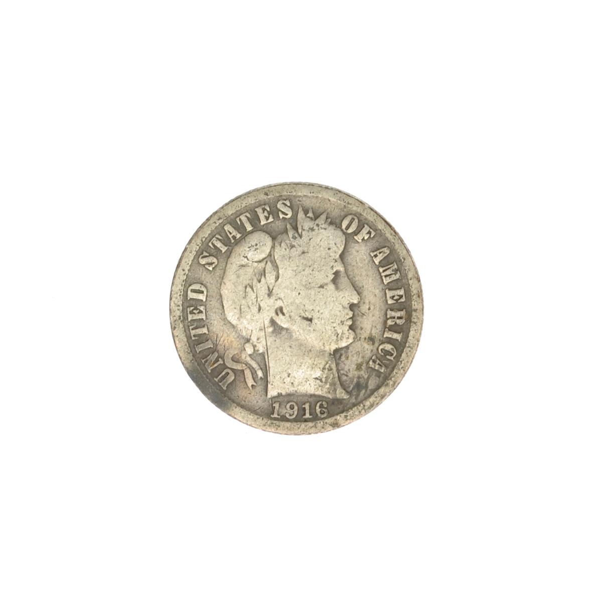 1916 Barber Head Dime Coin