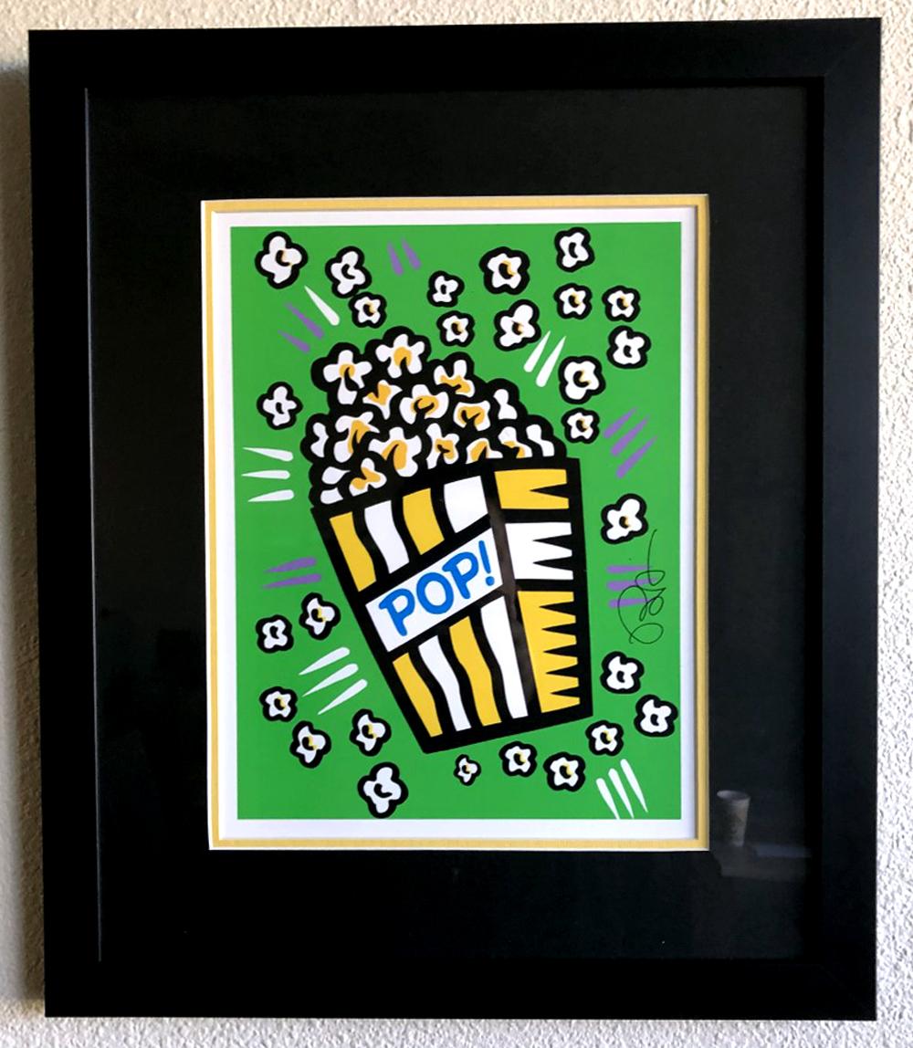 Burton Morris - ''''Popcorn'''' Green Framed Giclee Original Signature