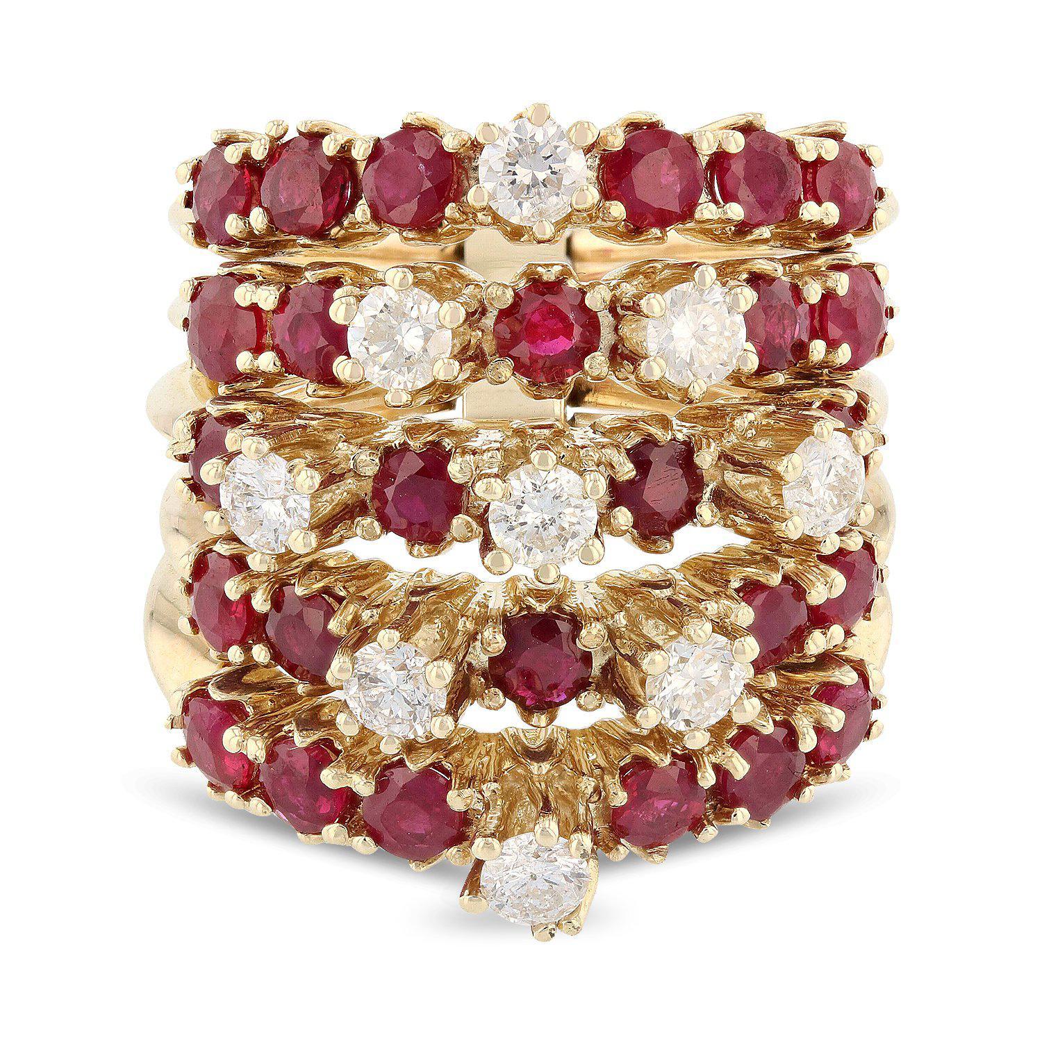 APP: 4.9k *5.98ctw Ruby and 0.89ctw Diamond 14K Yellow Gold Ring (Vault_R9_22977)