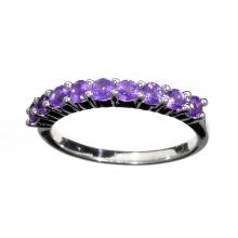 0.40CT Round Cut Purple Amethyst Quartz And Platinum Over Sterling Silver Ring