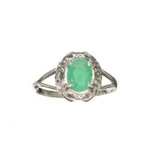 0.96CT Oval Cut Green Emerald And Sterling Silver Ring