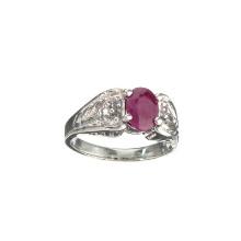 1.40CT Ruby And Topaz Platinum Over Sterling Silver Ring