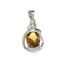 2.50CT Citrine And White Sapphire Sterling Silver Pendant