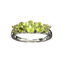 1.49CT Oval Cut Green Peridot And Sterling Silver Ring
