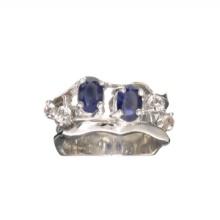 1.50CT Sapphire and White Topaz Sterling Silver Ring