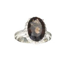 Designer Sebastian, 5.00CT Oval Cut Smoky Quartz And Sterling Silver Ring