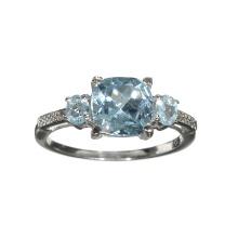 2.91CT Blue Topaz And White Sapphire Sterling Silver Ring