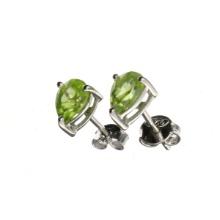 1.28CT Pear Cut Peridot Solitaire Sterling Silver Earrings