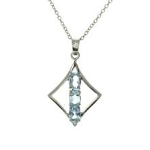 3.92CT Oval Cut Blue Topaz Sterling Silver Pendant with 18" Chain