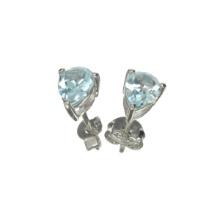 1.60CT Pear Cut Blue Topaz Solitaire Sterling Silver Earrings