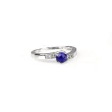 0.25CT Round Cut Cabochon Tanzanite And Sterling Silver Ring