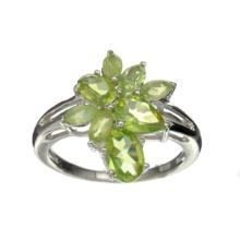 2.80CT Oval, Pear And Marquise Cut Peridot Sterling Silver Ring
