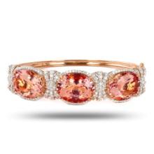 34.82ctw Morganite and 2.48ctw Diamond 14K Rose and White Gold Bangle (Vault_RR02)