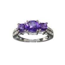 1.54CT Purple Amethyst And White Sapphire Sterling Silver Ring