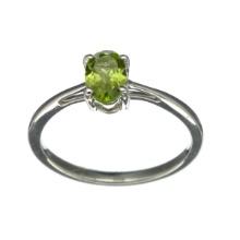 0.81CT Oval Cut Peridot Solitaire Sterling Silver Ring
