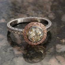 1 Carat Center Diamond 18KT Two Tone Gold Diamond Engagement Ring! (VGN B-185)