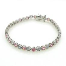 Round Cut Mixed Cubic Zirconia Sterling Silver Bracelet