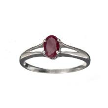 0.80CT Oval Cut Red Ruby And Platinum Over Sterling Silver Ring