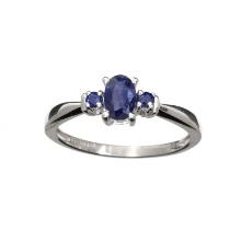 0.75CT Oval Cut Blue Sapphire And Platinum Over Sterling Silver Ring