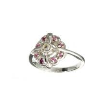 0.06CT Round Cut Ruby And Topaz Platinum Over Sterling Silver Ring