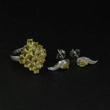 Citrine Ring Size 7 and Earrings Sterling Silver Collection