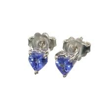 1.20CT Heart Cut Tanzanite And Sterling Silver Earrings