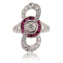 0.28ct Diamond and 0.82ct Ruby Platinum Ring (1.13ctw Diamonds) (Vault_RR02)