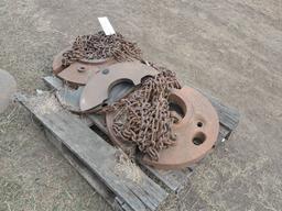 Pallet w/ 2 Wheel Wts & Tractor Chains SN: None