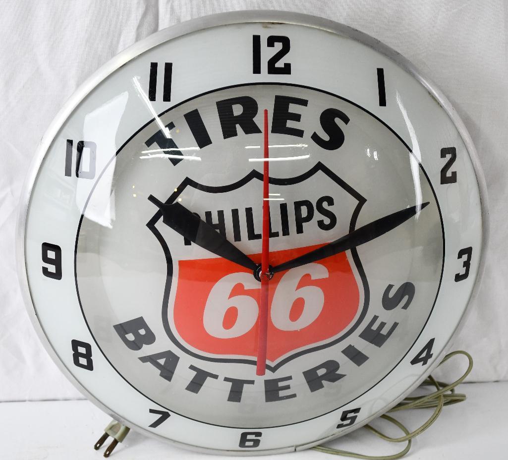 Phillips 66 (red & white) Double-Bubble Clock