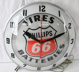 Phillips 66 (red & white) Double-Bubble Clock