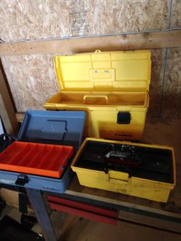 3 plastic tool boxes