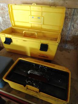 3 plastic tool boxes