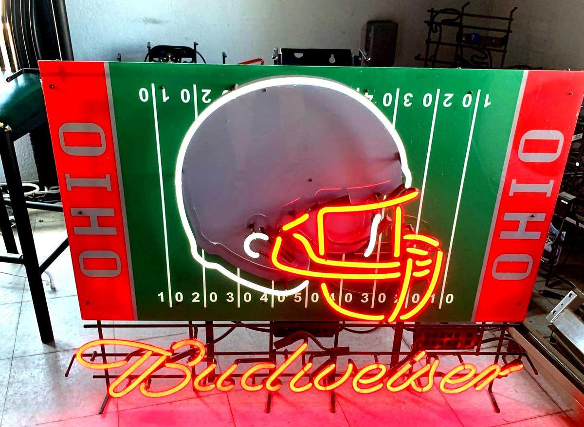 Huge Ohio State Budweiser neon sign