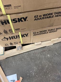 Husky 62 inch work table with adjustable height black