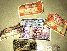 Foreign paper money & coins