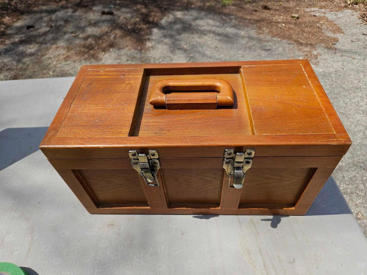 Leather working tools with box.