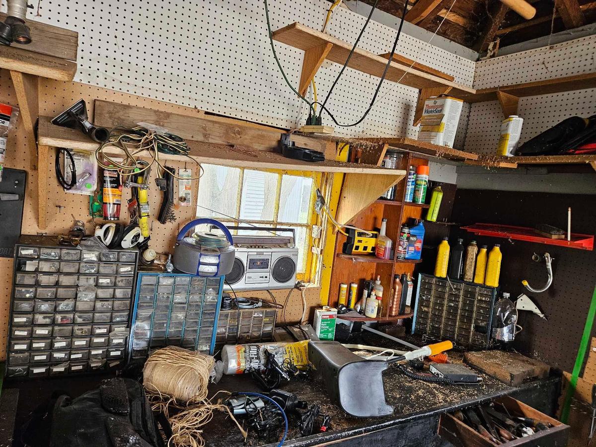 Work bench with contents.